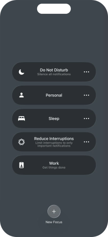 Press the required focus mode to activate or deactivate it immediately.