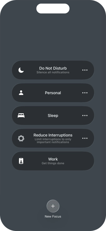 Press the required focus mode to activate or deactivate it immediately.