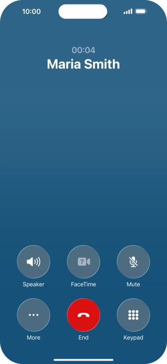 Press the end call icon to end the call and return to the home screen.