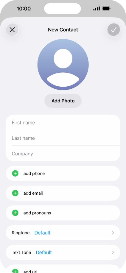 Press First name and key in the first name.