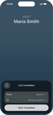Press Start Translation to use Live Translation during your call.