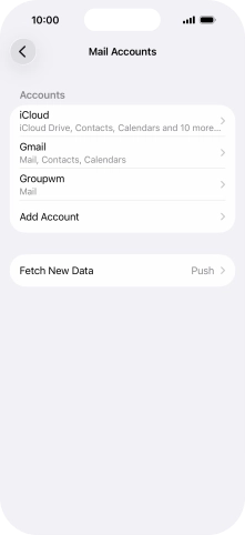 Press the name of the email account you've just set up.