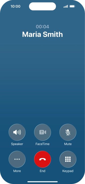 Press the end call icon to end the call and return to the home screen. Press the end call icon to end the call and return to the home screen.