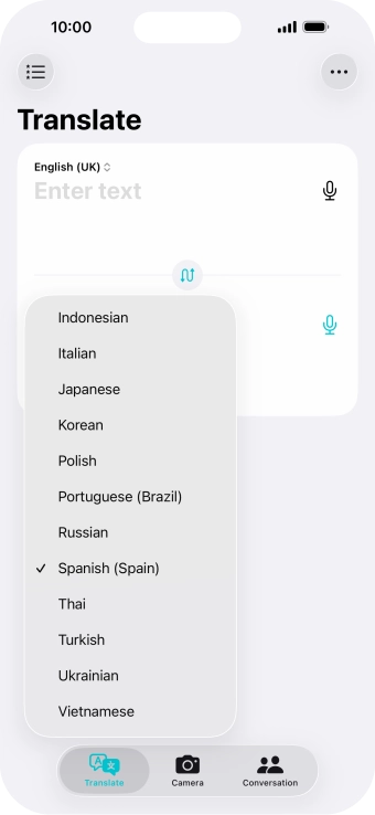 Press the required target language.