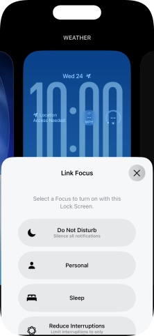 Press the required focus mode.
