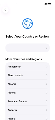 Press the required country or area.
