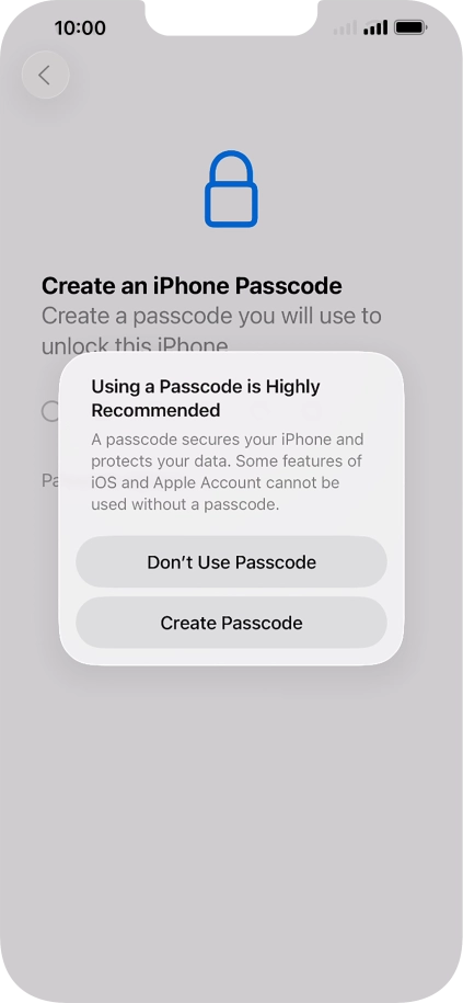 If you turn off the function, press Don't Use Passcode. If you turn off the function, press Don't Use Passcode.