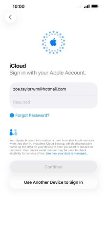 Press Required and key in the password for your Apple Account.