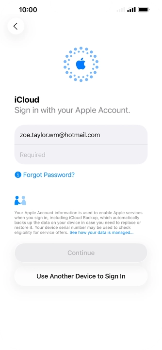 Press Required and key in the password for your Apple Account.