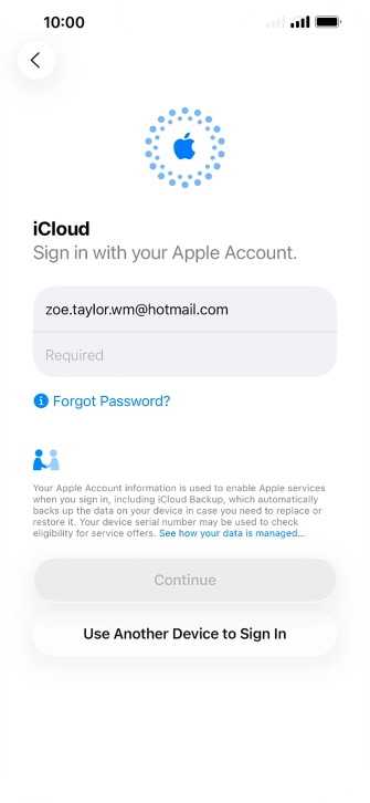 Press Required and key in the password for your Apple Account.