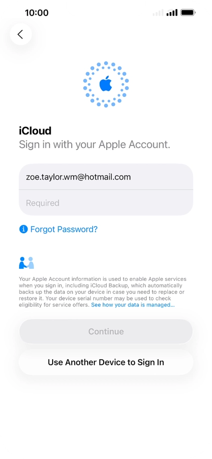 Press Required and key in the password for your Apple Account.