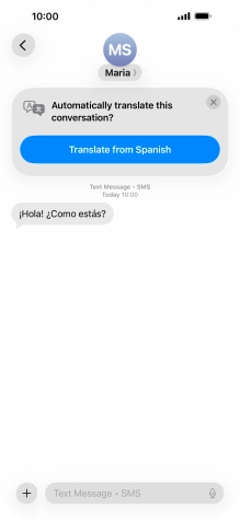 Your phone automatically detects a foreign language and suggests translating the conversation.