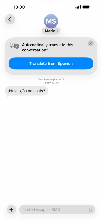Your phone automatically detects a foreign language and suggests translating the conversation.