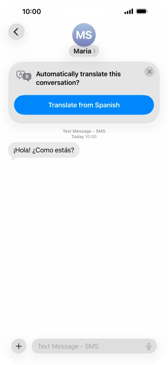 Your phone automatically detects a foreign language and suggests translating the conversation.