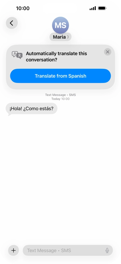 Your phone automatically detects a foreign language and suggests translating the conversation.