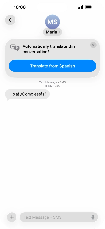 Your phone automatically detects a foreign language and suggests translating the conversation.
