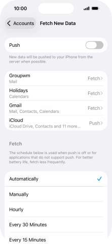 If you turn off the function, press the required setting.