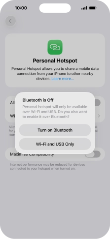 If Wi-Fi is turned on, press Wi-Fi and USB Only.