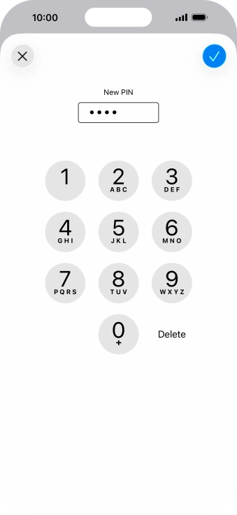 Key in a new four-digit PIN and press the confirm icon.