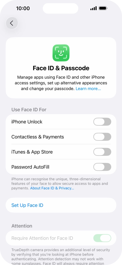 Press Set Up Face ID.