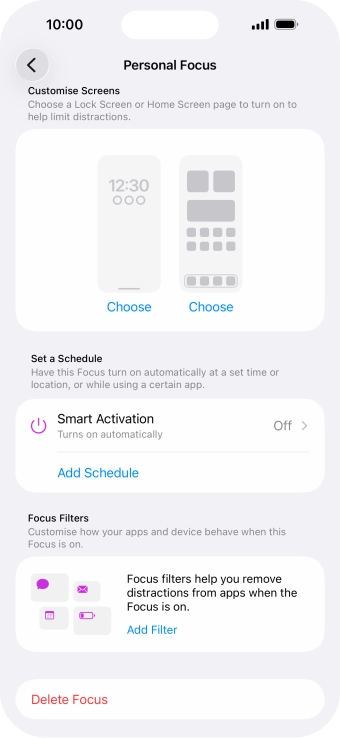 Press the required screen type and follow the instructions on the screen to select the required settings.
