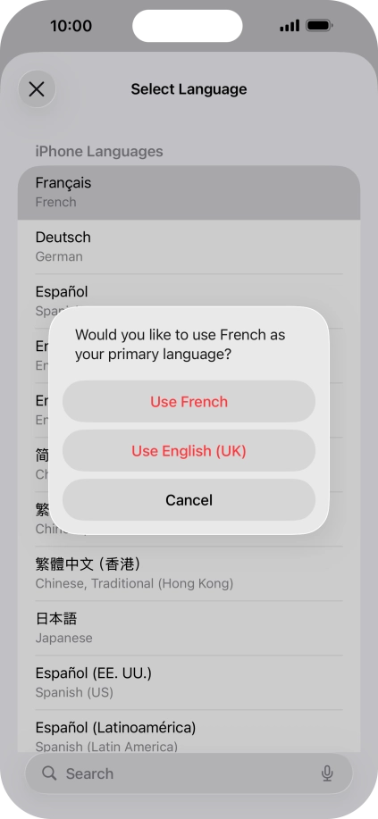 To select the new language as the default phone language, press Use ‹language›. To select the new language as the default phone language, press Use ‹language›.