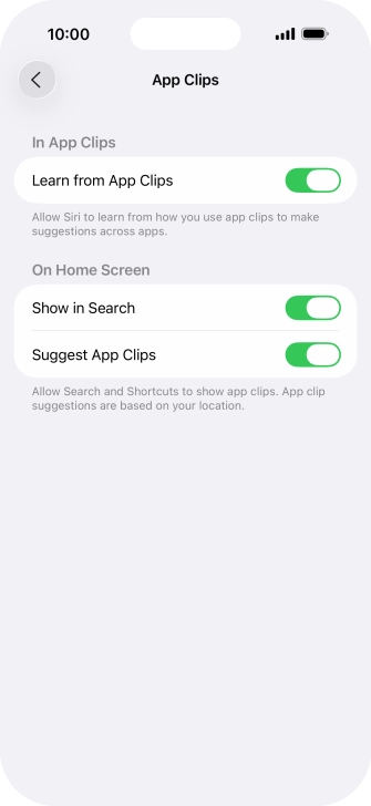 Press the indicators next to the required settings to turn them on or off. Press the indicators next to the required settings to turn them on or off.