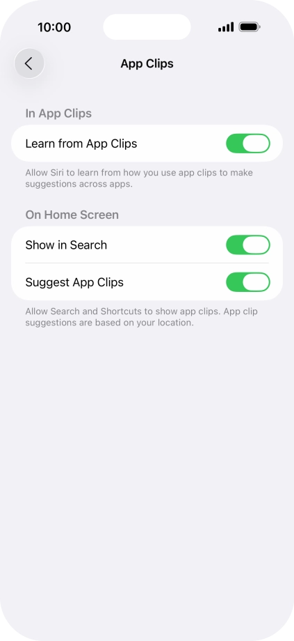 Press the indicators next to the required settings to turn them on or off. Press the indicators next to the required settings to turn them on or off.