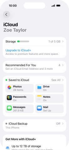 Press iCloud Backup.