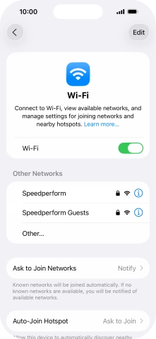 Press the required Wi-Fi network and key in the password for the Wi-Fi network.