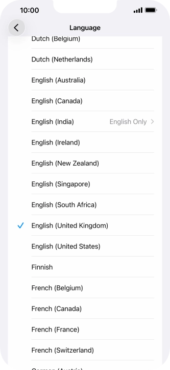 Press the required language. Press the required language.