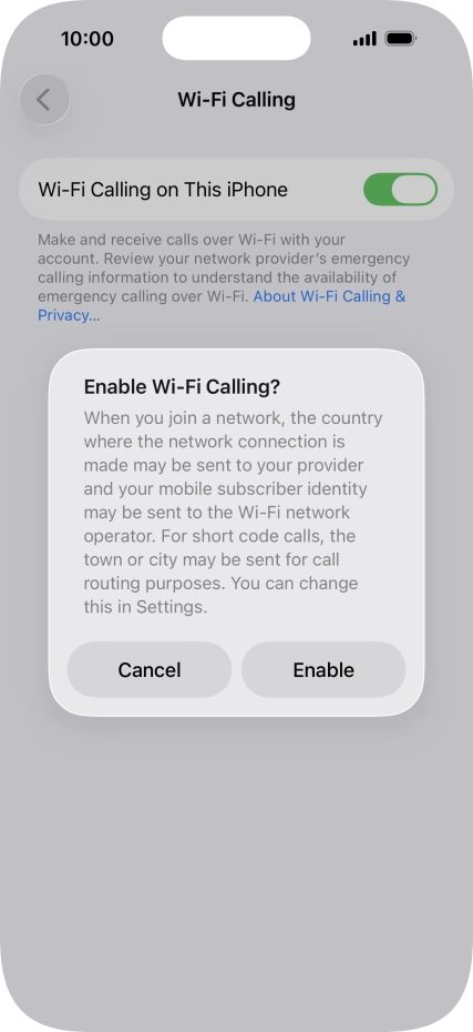 If you turn on the function, press Enable.