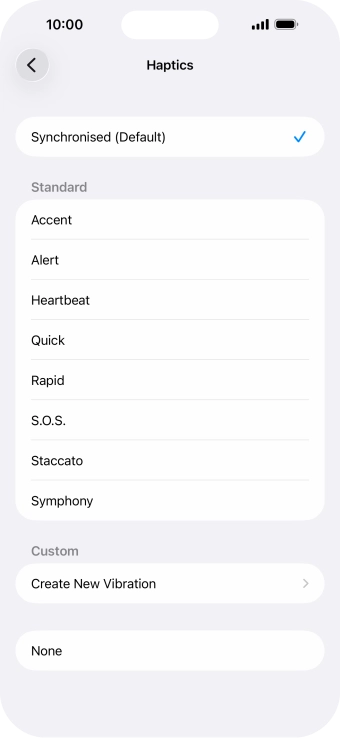 Press the required setting to turn on the function.