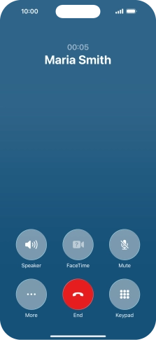 Press the end call icon to end the call and return to the home screen.