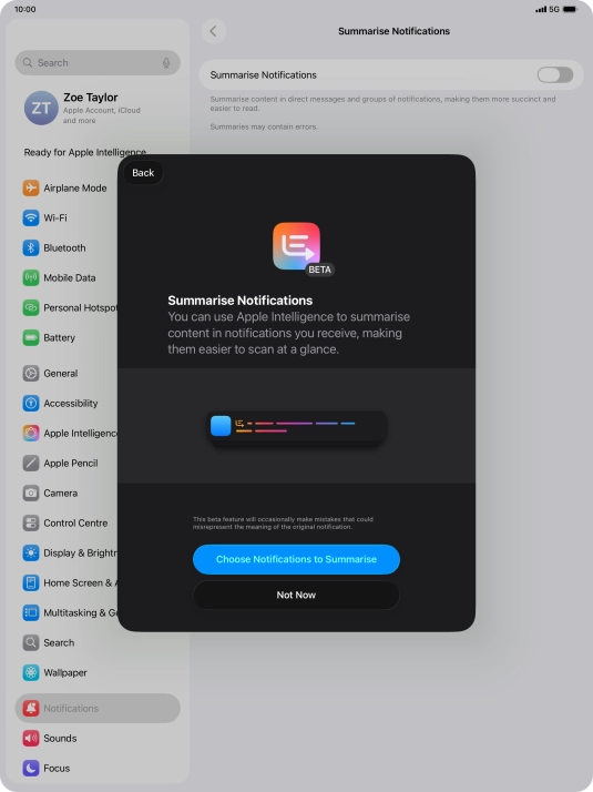 If you turn on the function, follow the instructions on the screen to select more settings.