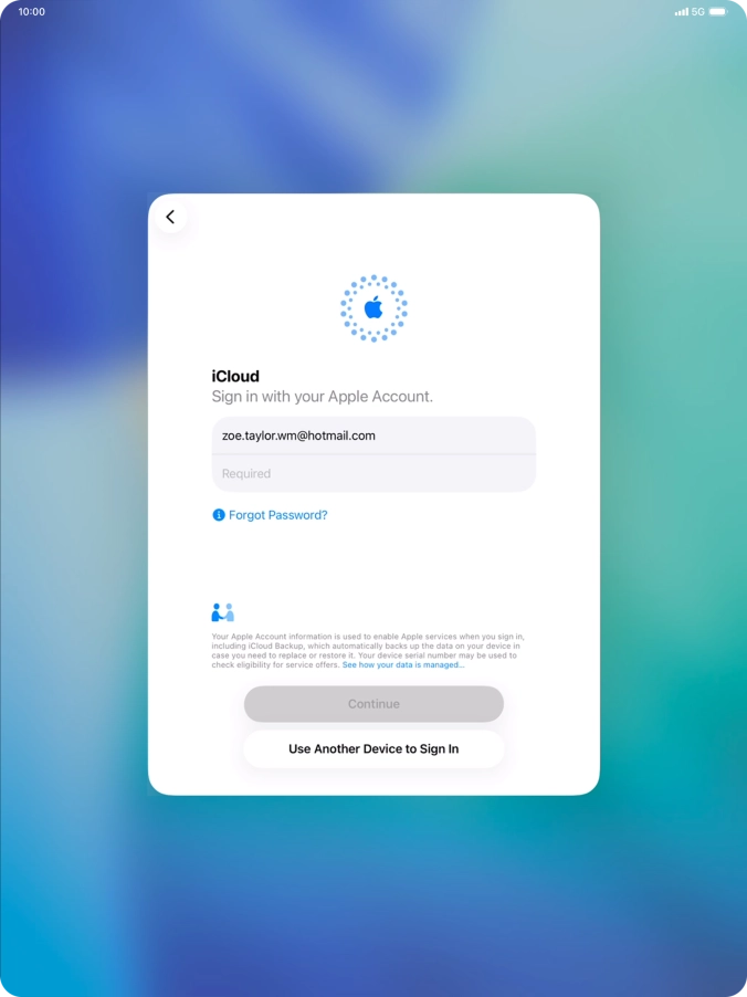 Press Required and key in the password for your Apple Account.