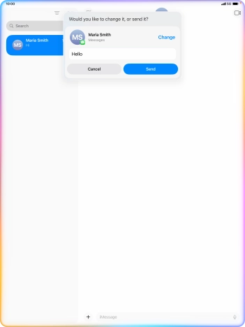 If an app is open on your tablet, such as Messages, you can also use the functions available here, e.g.: REPLY [text].