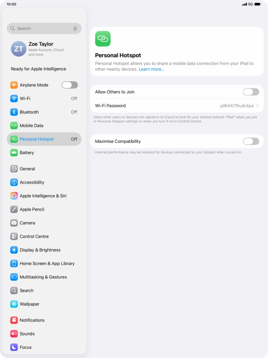 Press Wi-Fi Password and key in the required password.