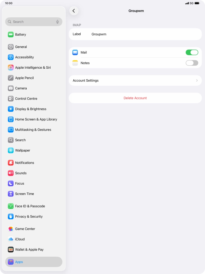 Press Account Settings.