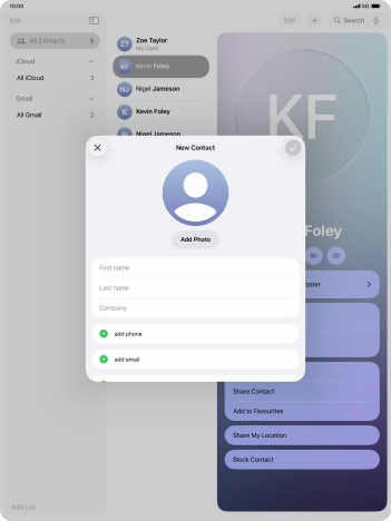 Press First name and key in the first name.