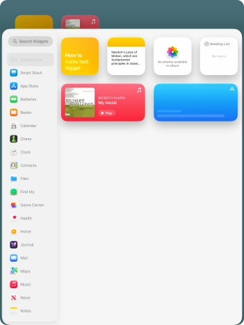 Press the required widget.