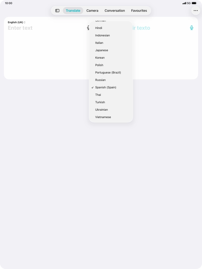 Press the required target language.