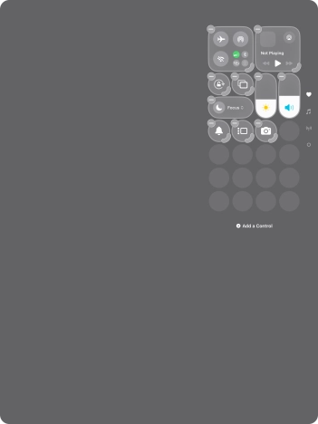 Press Add a Control and follow the instructions on the screen to add the required function to Control Centre.