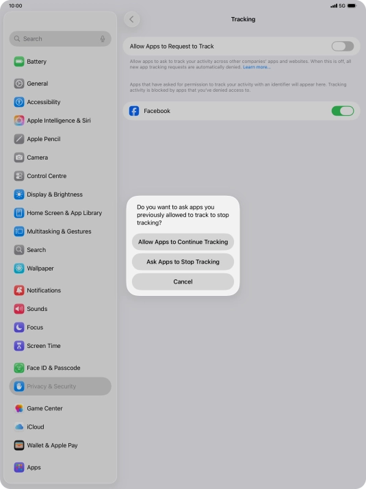 If you turn off the function, press the required setting.