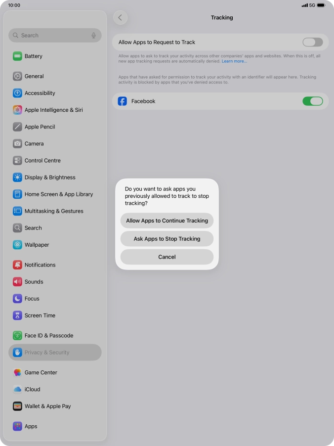 If you turn off the function, press the required setting.