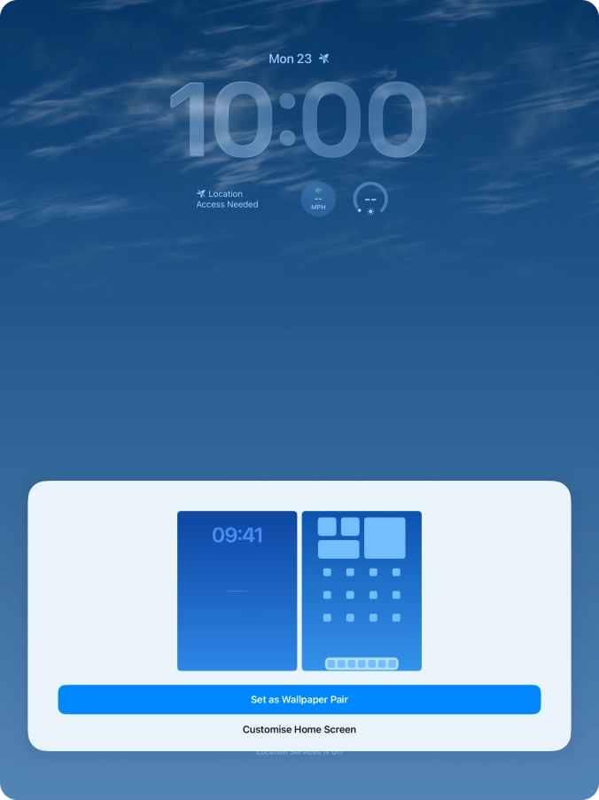To use the same colour theme on the home screen, press Set as Wallpaper Pair.