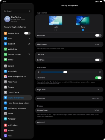 Press the indicator next to 