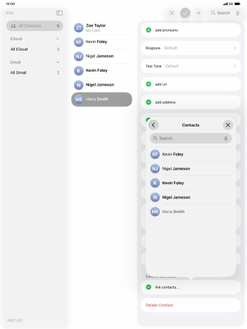 Press the required contact.
