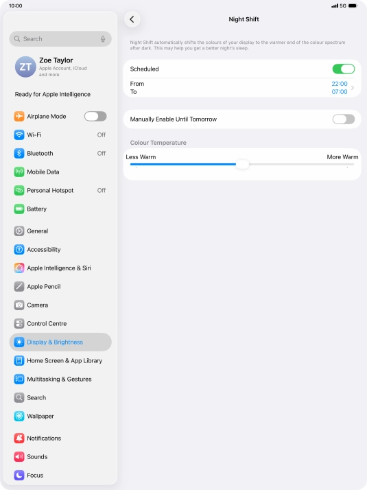 Press the indicator next to 