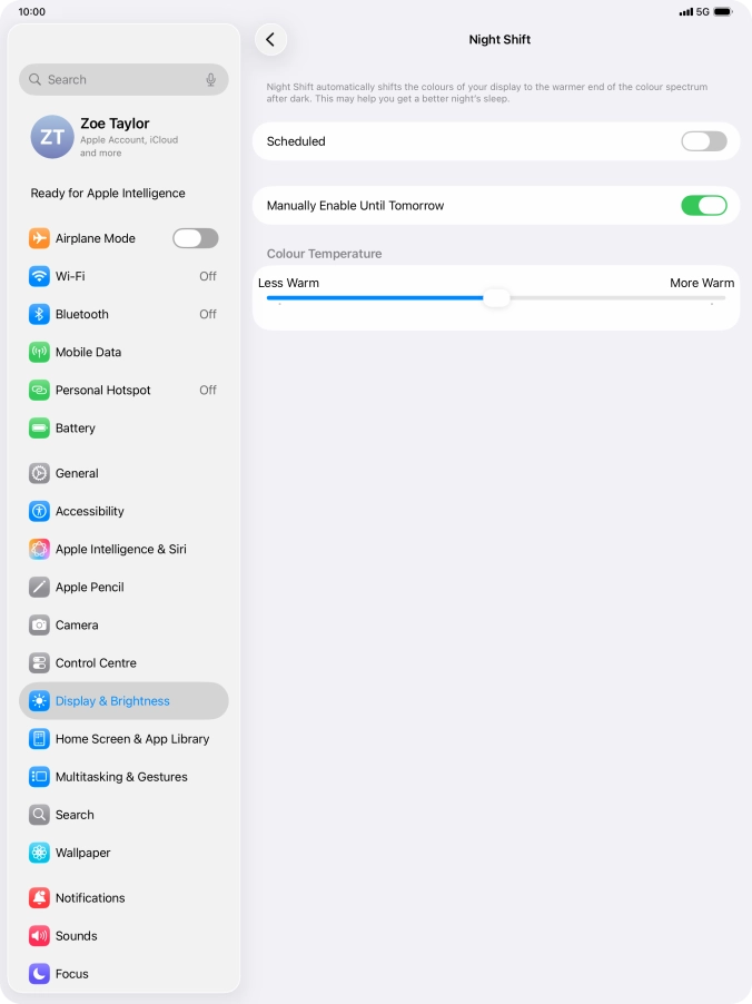 Press and drag the indicator below 